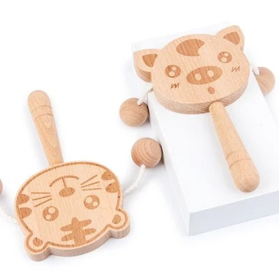 Epik Kleinkind Baby Greifen Und Kauen Musikspielzeug Hölzerne Cartoon-Rassel Rassel 3 Epik Kleinkind Baby Greifen Und Kauen Musikspielzeug Hölzerne Cartoon-Rassel Rassel – Bild 3