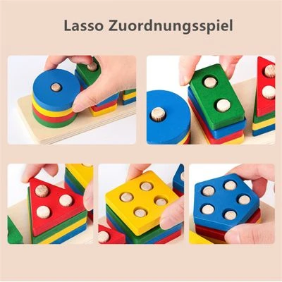 Epik Holz Mit Geometrischen Formen Blockspielzeug Kinder Holz Montessori Spielzeug Lernspielzeug Stapel Holzspielzeug 2 Epik Holz Mit Geometrischen Formen Blockspielzeug Kinder Holz Montessori Spielzeug Lernspielzeug Stapel Holzspielzeug – Bild 2