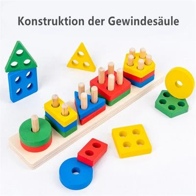 Epik Holz Mit Geometrischen Formen Blockspielzeug Kinder Holz Montessori Spielzeug Lernspielzeug Stapel Holzspielzeug 3 Epik Holz Mit Geometrischen Formen Blockspielzeug Kinder Holz Montessori Spielzeug Lernspielzeug Stapel Holzspielzeug – Bild 3