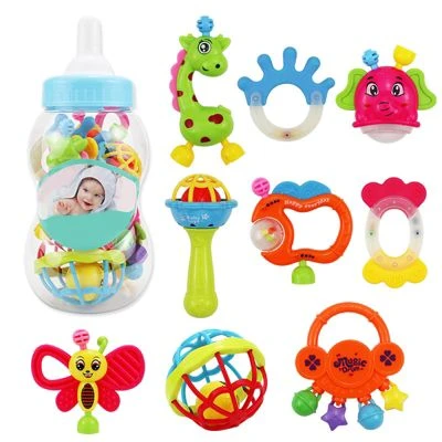 Epik 9Stk Flaschenset Mit Babyrasseln Babyflasche Mit Handrassel Set Spielzeug 1 Epik 9Stk Flaschenset Mit Babyrasseln Babyflasche Mit Handrassel Set Spielzeug
