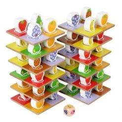 Epik Schiebende Turmklötze Eltern-Kind-interaktive Tischspiele Hölzernes Obststapelspielzeug Für Kinder
