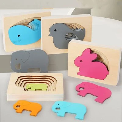 Epik Mehrschichtige 3D-Puzzle-Blöcke Holzpuzzle Aus Fünf Schichten Mit Cartoon-Tieren 2 Epik Mehrschichtige 3D-Puzzle-Blöcke Holzpuzzle Aus Fünf Schichten Mit Cartoon-Tieren – Bild 2