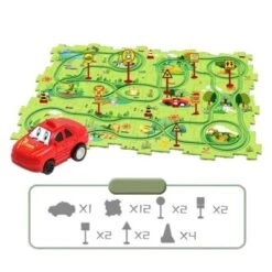 Epik Kleine Autokarte Puzzle Diy Track Set Elektroauto-Spielzeug Mini-Straßenschilder Lernspielzeug